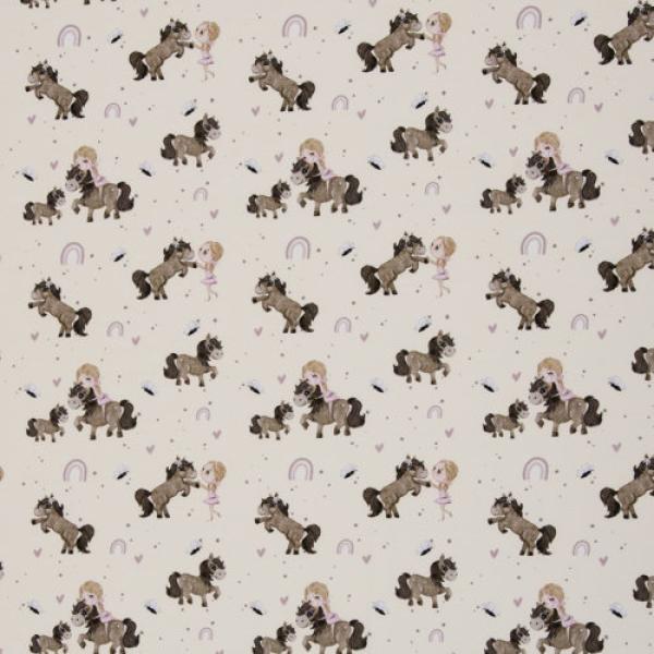 Baumwolljersey Ponys auf Vanille by Swafing by Sabine Marschall